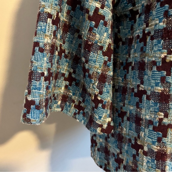 Vintage Tweed Textured  Blue & White Women’s Blazer Style Coat Medium Fit - Picture 6 of 10